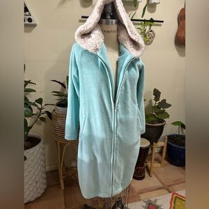 Pottery Barn Teen Zip Up Robe Blue with Sherpa Hood - VGUC
